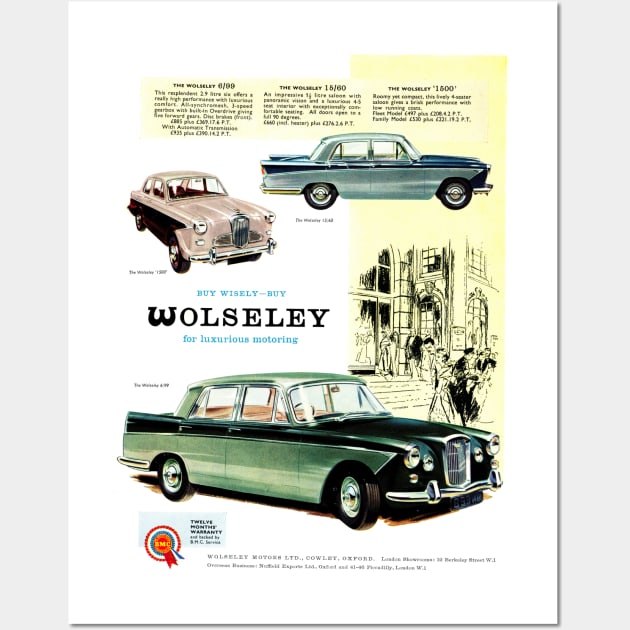 A vintage Wolseley car advert Wall Art by Random Railways